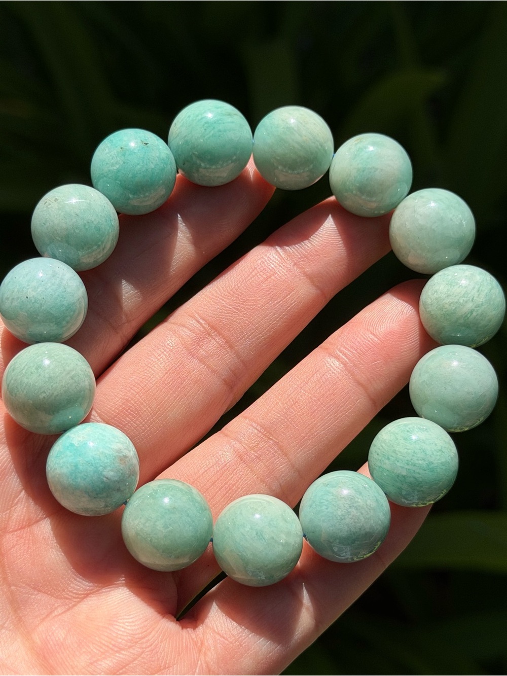 14.5mm blue Amazonite stretch beaded bracelet 2040